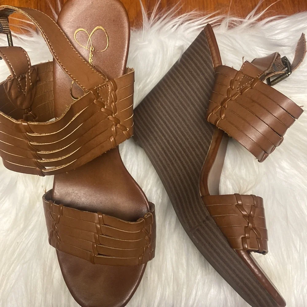 Jessica Simpson brown wedge sandals size 8